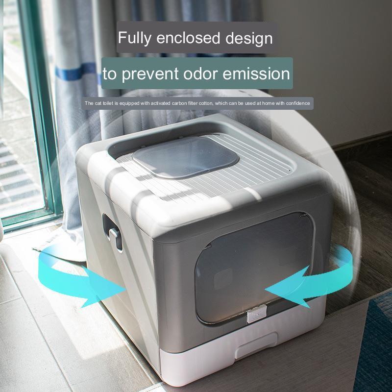 

Ящик для кошачьего туалета, большой кошачий туалет, складной, брызгозащищенный горшок с верхним входом, полностью закрытый туалет для кошек, принадлежности для кошек