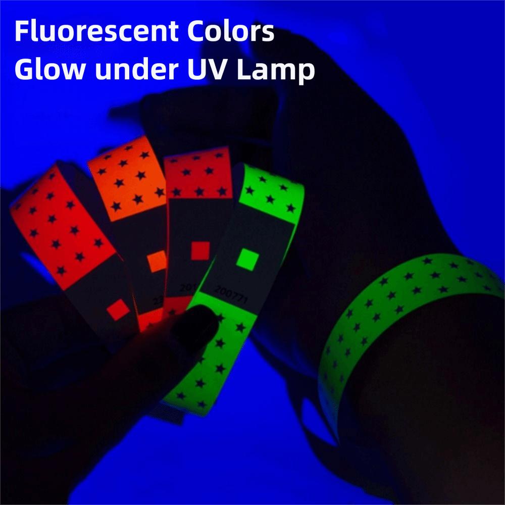 100Pcs Fluorescent Color Paper Fluorescence Wristbands Event Ticket Wristbands  for Concerts