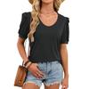 Women's Ruffle Sleeve T-Shirt Scoop Neck Loose Fit Casual Summer Top