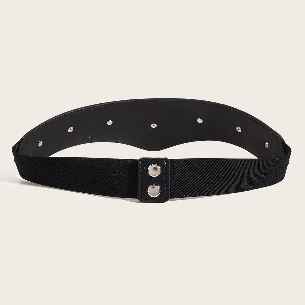 Ladies Faux Leather Waist Cincher With Metal Buckle And Elastic Stretch For Retro Style