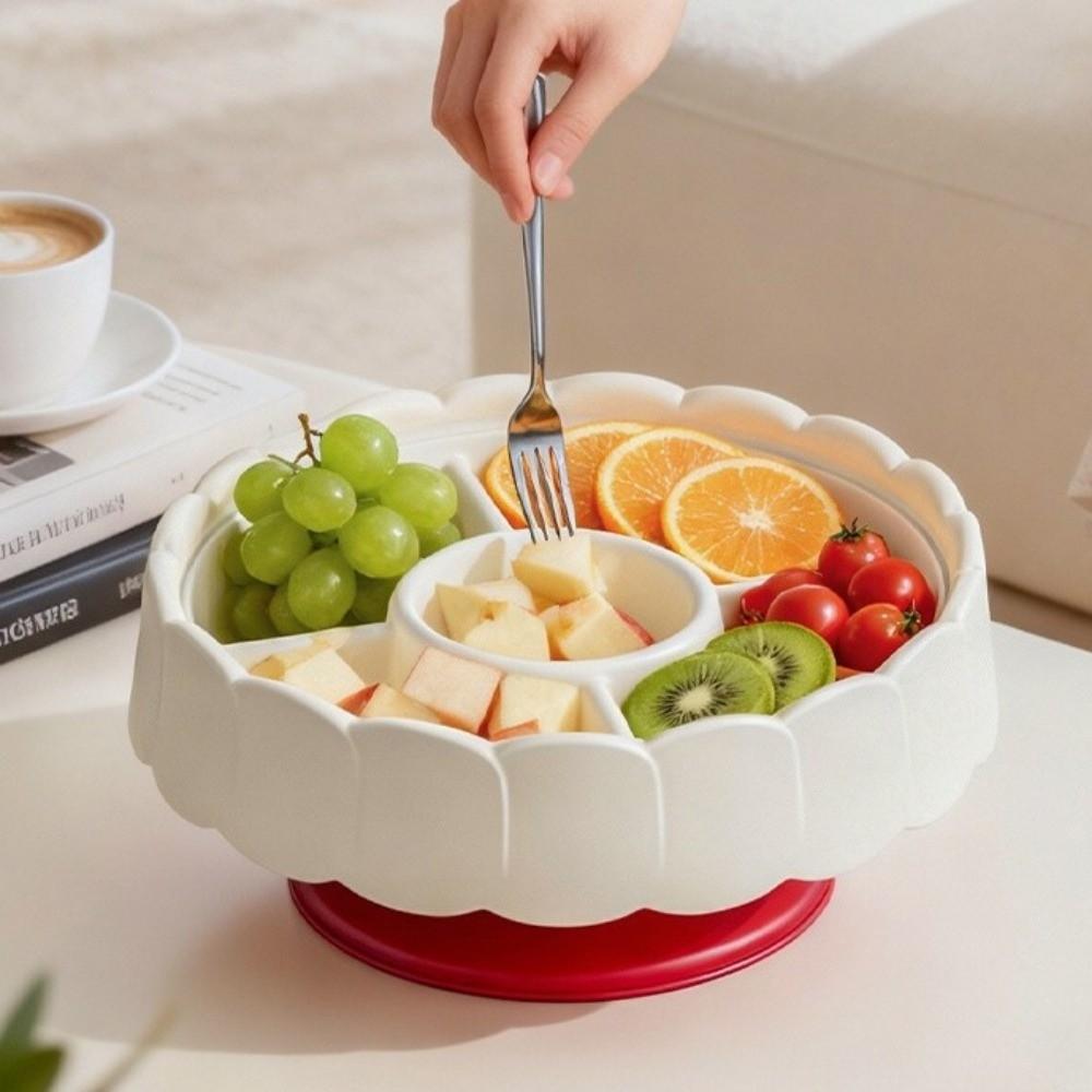 Red Snack Serving Tray with Lid Fruit Plate Multifunctional Candy Box  Spring Festival