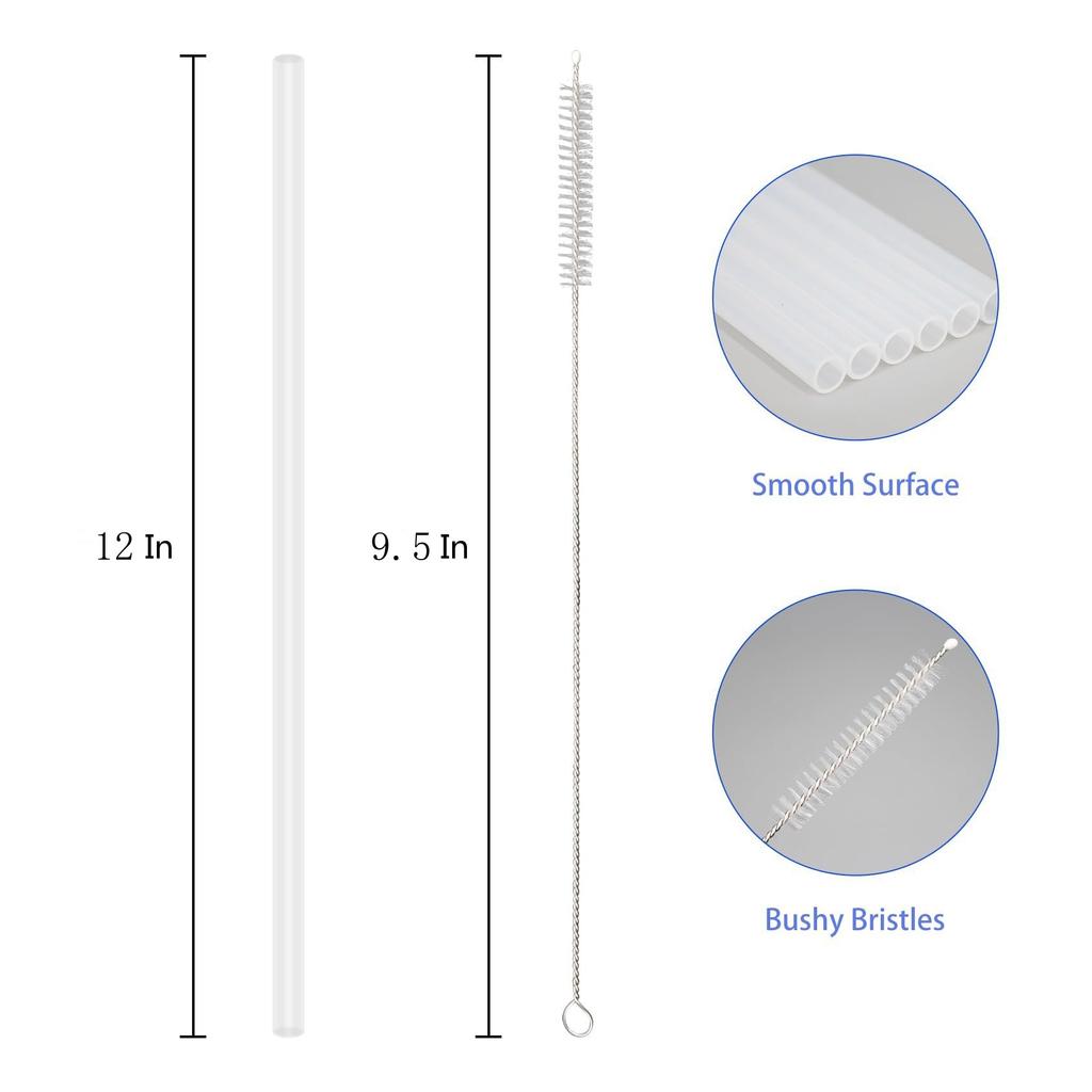 6 pack Replacement Straws for Stanley 40oz Adventure Quencher Travel Tumbler, Reusable Plastic Straws with Cleaning Brush