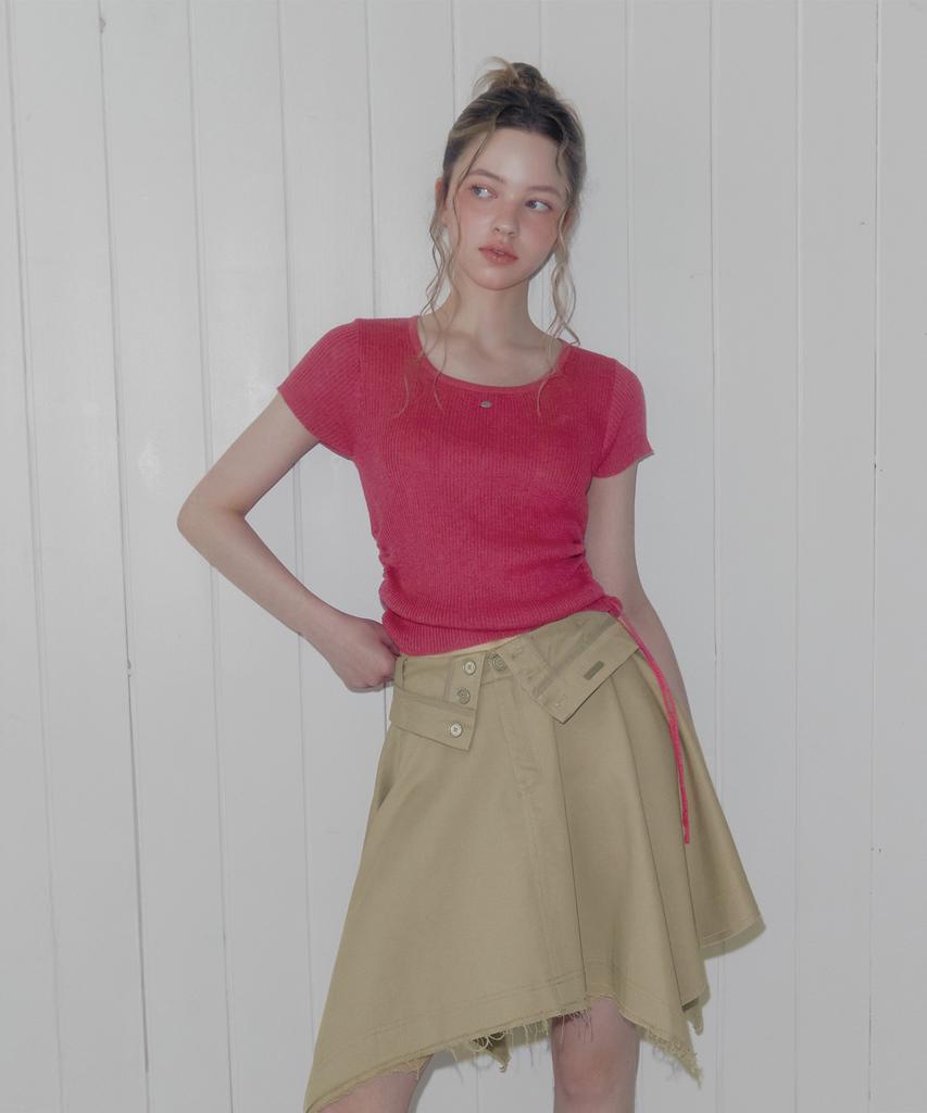 Teuwi Lilphin Shirred Square Short Sleeve Knit