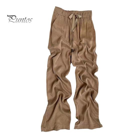 

Женские повседневные брюки с эластичной талией, регулируемые на шнурке, прямые широкие брюки с карманами, однотонные свободные длинные брюки 3XL хаки
