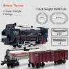 Electric Freight Train Set with Light Up Tracks Classic Railway Model Toy Kids Birthday Gift Interactive STEM Educational Toy
