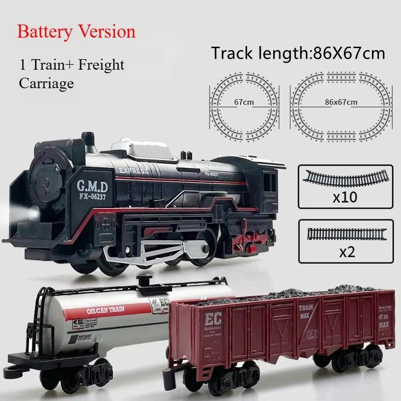 Electric Freight Train Set with Light Up Tracks Classic Railway Model Toy Kids Birthday Gift Interactive STEM Educational Toy