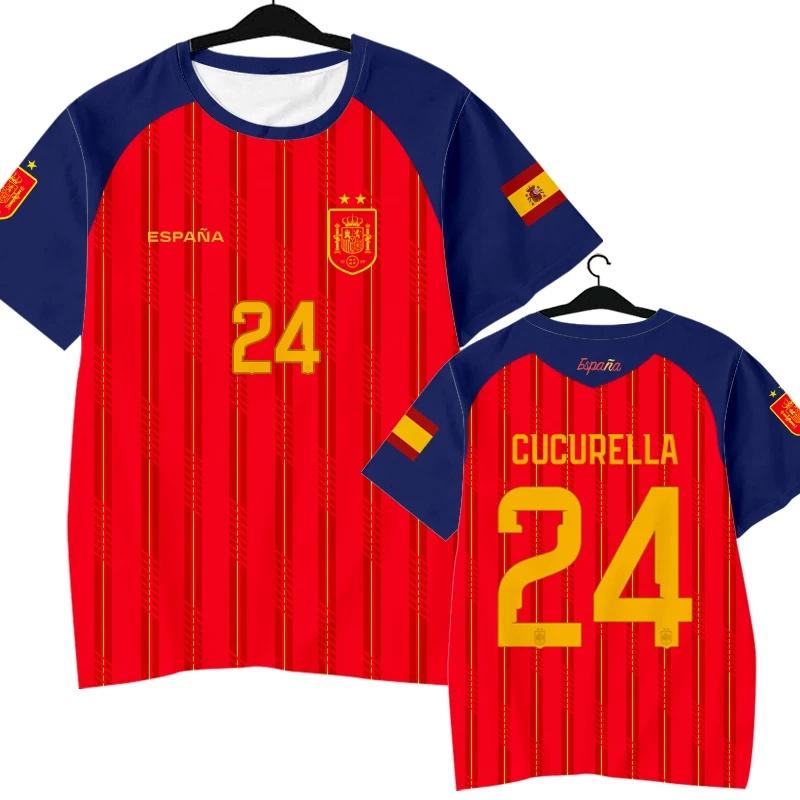 2026 Spain Team Player Style Yamal Football Jersey,#2 #3 #11 #15 #17 #22 #24 Quick‑Dry Short Sleeve T‑Shirt Kids Family Fan Kid