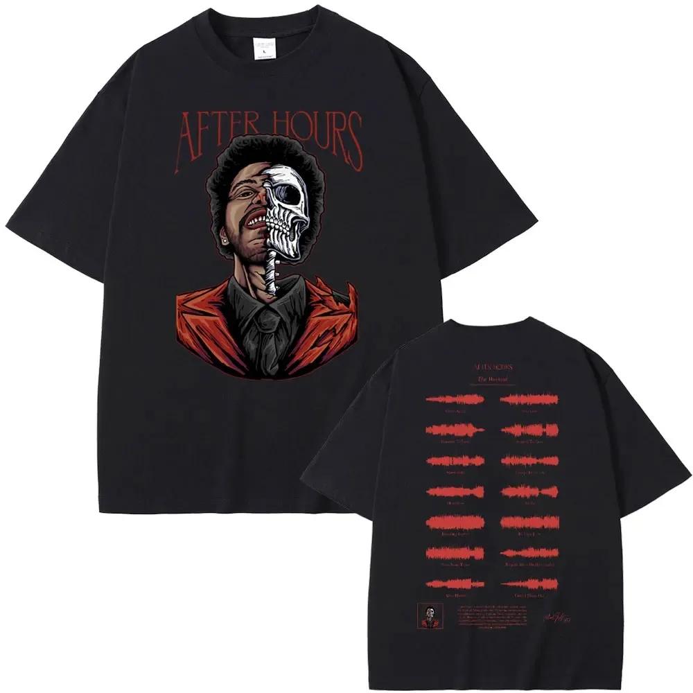 Rapper The Weeknd After Hours Graphic Tshirt Skeleton Streetwear Men Women Hip Hop Oversized T-shirts Men's Fashion Vintage Tees