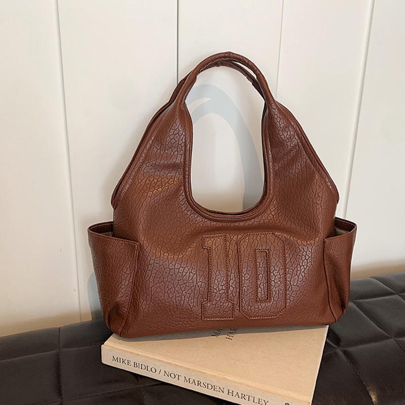 

Yogodlns Fashion Luxury Design Women Casual Handbags Aesthetic All Match Shoulder Bags Vintage Simple Underarm Bag Trendy Hobo Bag 37x14x19cm кофейный