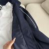 Women's Spring 2025 Retro Dark Blue Baseball Jacket with Stand-up Collar
