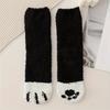 6 Pairs of Unisex Knee Length Cartoon Cat Paw Socks, Thick Sleeping Floor Socks, Comfortable for Daily Wear