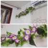Artificial Rose & Green Leaf Vine for AC Decoration