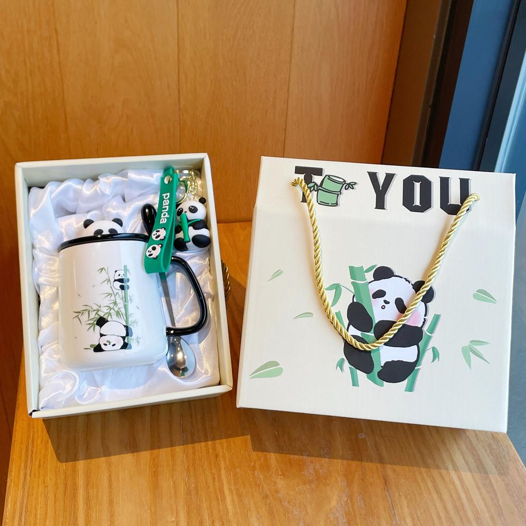 Mug with Lid Spoon 2025 New Female Panda Cup Souvenir Ceramic Water Cup Coffee Cup