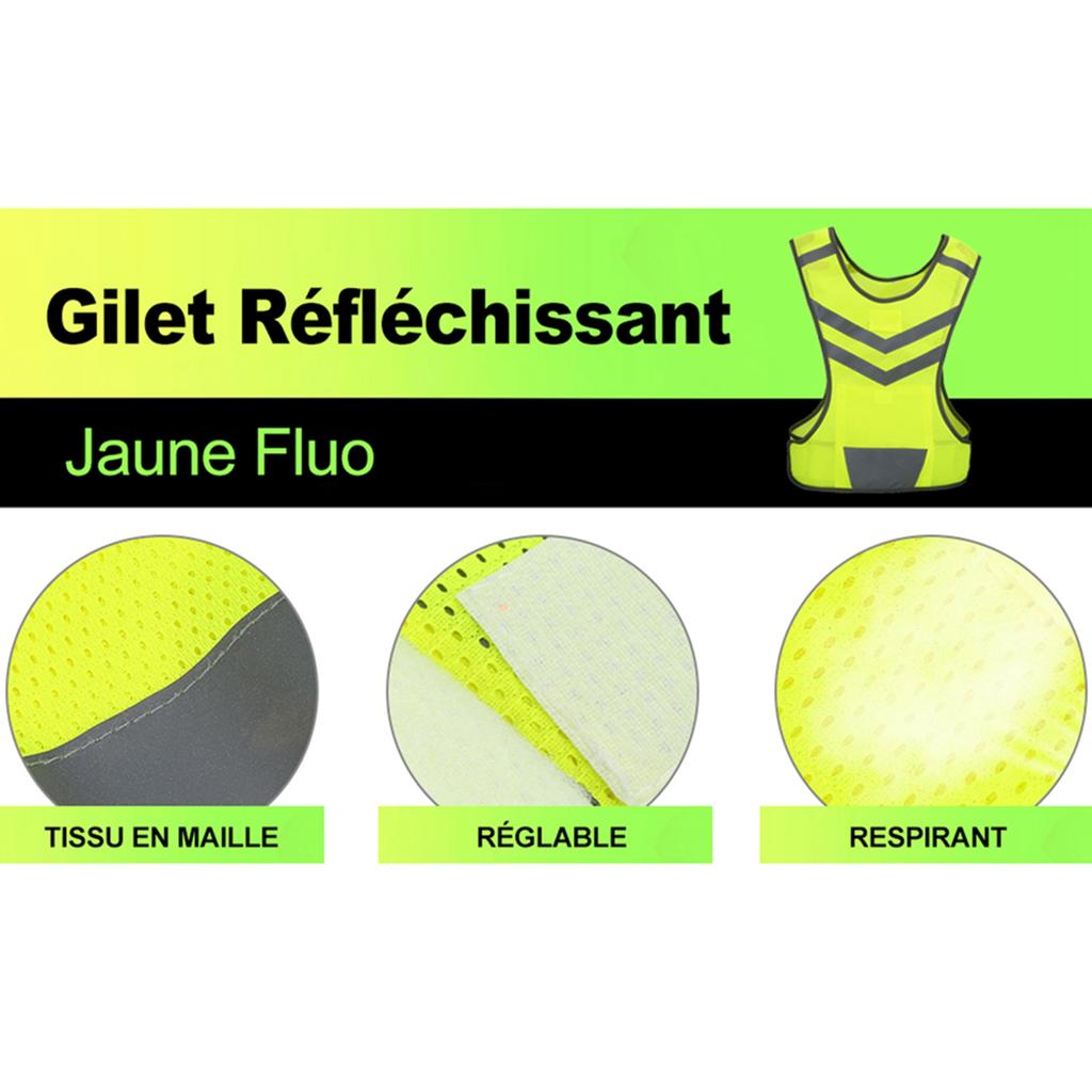 Reflective Vest, High Visibility Vest Night Warning Reflector with Front Ket for Cycling, Running, Hiking