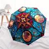 Stained Compass Rose Window ArtUmbrella, Portable 3-Fold Compact Umbrella for Men & Women Gift