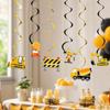 Construction Truck Theme Party Decorations Hanging Swirls for Excavator Party Supplies, 6 Pack