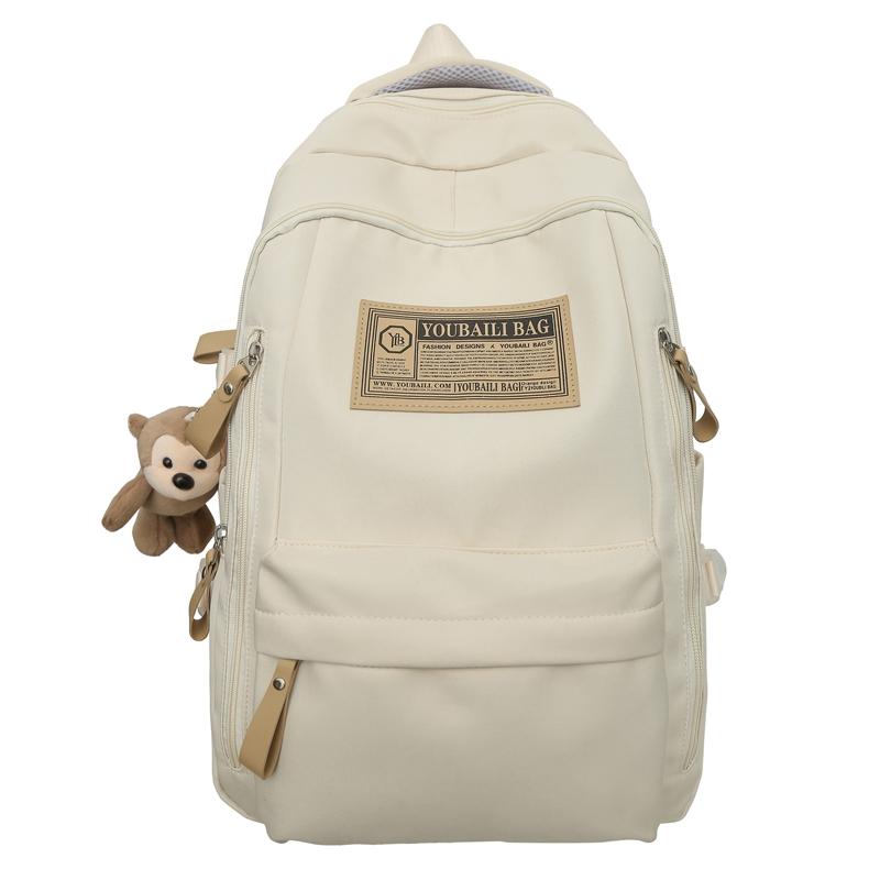 

Men Color Block Schoolbag Women s Large Capacity Backpack Student Backpack белый