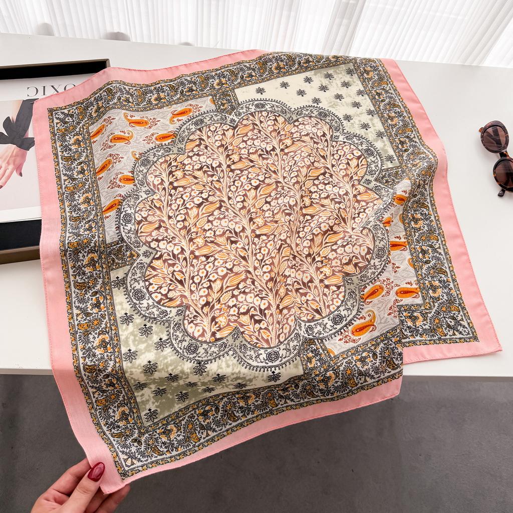 New Printed Cashew Retro Artistic Herringbone Pattern Cotton Linen Scarf Small Square Versatile Spring Autumn Thin Headscarf