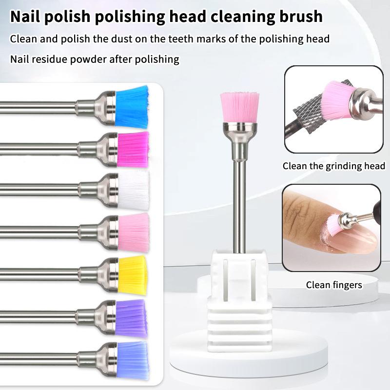 Nail Drill Bit Cleaning Brush Cleaner Electric Nail Files Milling Cutter Dust Remover Drill Accessories Nail Art Tool Polisher