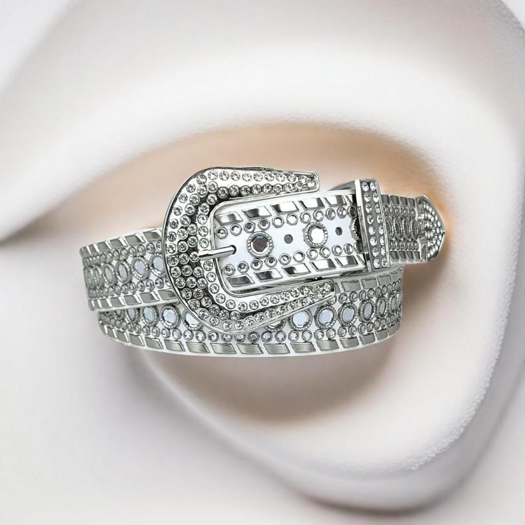 Subculture Harajuku Hot Girl Gothic Punk Dark Diamond-encrusted Sparkling Belt, Unique Diamond-encrusted PU Belt Girl