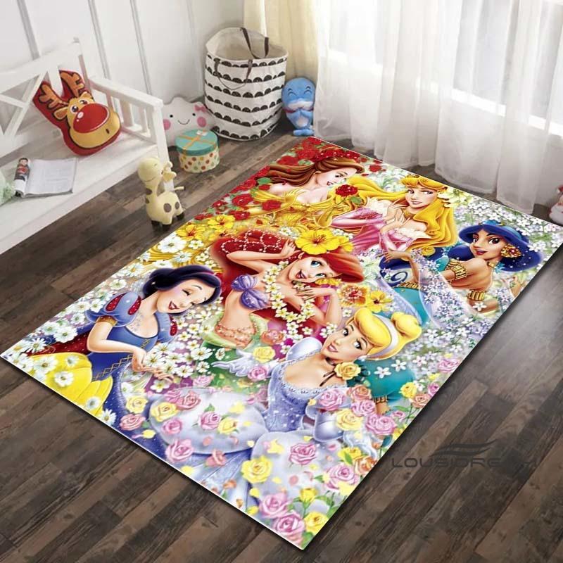 Tappeto con Disegno di Principessa Cartone Animato - Decorazione per Stanza, con disegni di Ariel e La Sirenetta, lavabile in lavatrice e morbido, perfetto per