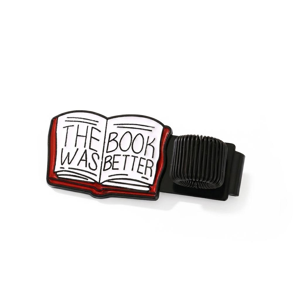

Book Shaped Pen Holder Elastic Book Page Marker Spring Pen Keeper Stationery Accessory 1
