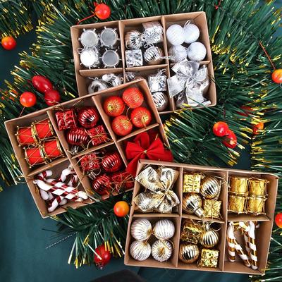 24Pcs/set Plastic Christmas Ball Ornament Set Christmas Hanging Ornaments  Christmas Tree Decor