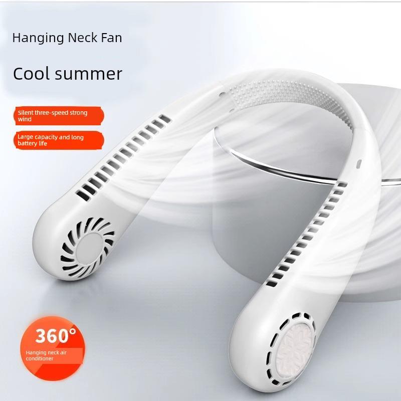 Neck-Hanging Fan USB Portable Bladeless Mini Wearable Fan for Lazy People, Rechargeable, Silent, Cooling Air Conditioner for Outdoor Use