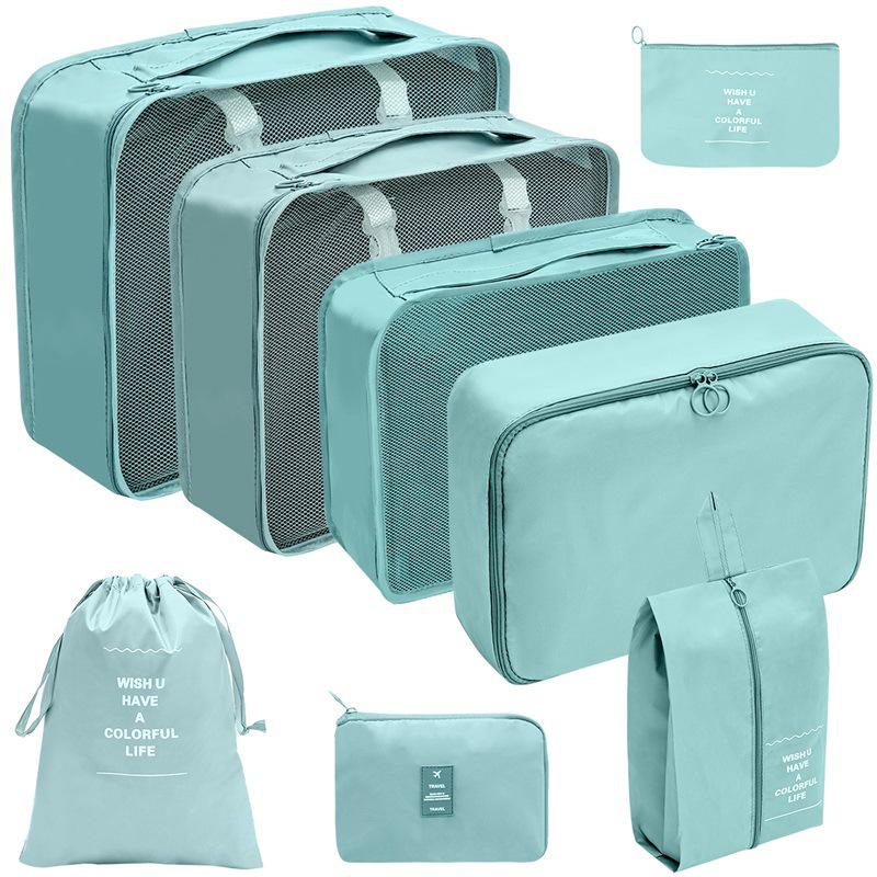 Travel Storage Set: Foldable Toiletry, Makeup, Clothes, Shoes, Digital Accessories, and Drawstring Luggage Bags.