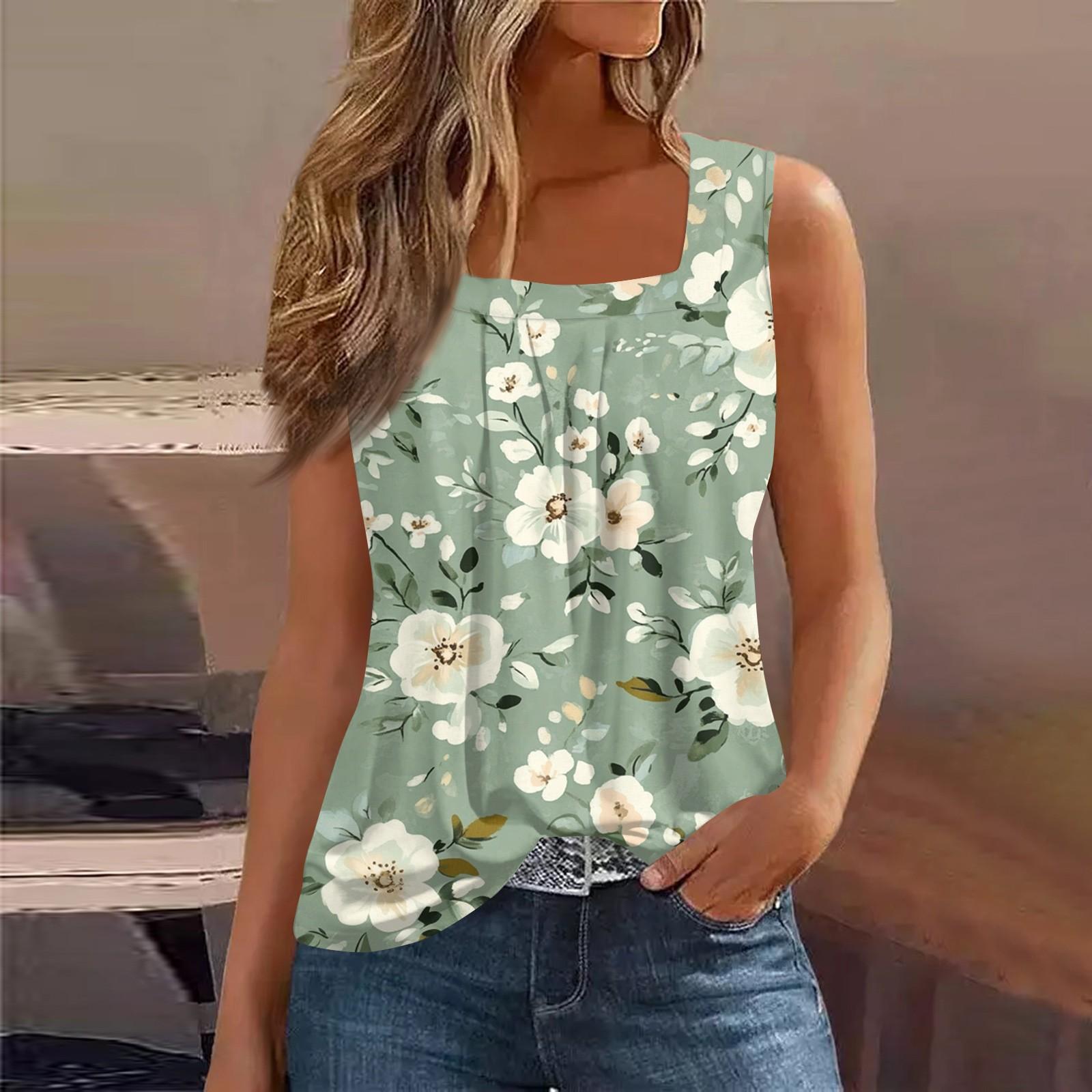 

Майка с квадратным воротником, женская футболка с принтом, повседневная свободная рубашка без рукавов XL