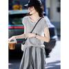 Summer Sleeveless Knit Top and High-Waisted Wide-Leg Pants Set