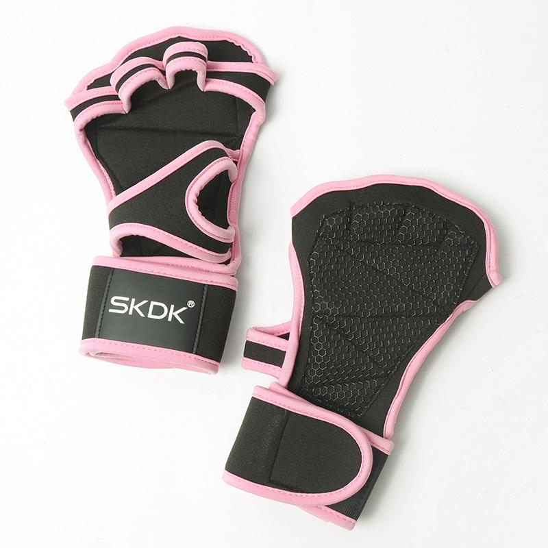 1Pair Workout Gloves Women Men With Wrist Wraps Anti-Slip Silicone Palm Protection Weight Lifting Fitness Gym Gloves