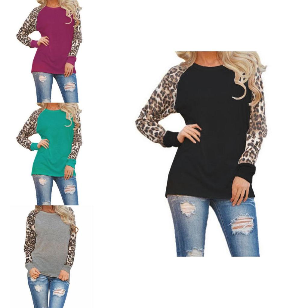 Plus Size Womens Long Sleeve Leopard T Shirts With Loose Casual Fit And Stylish Design