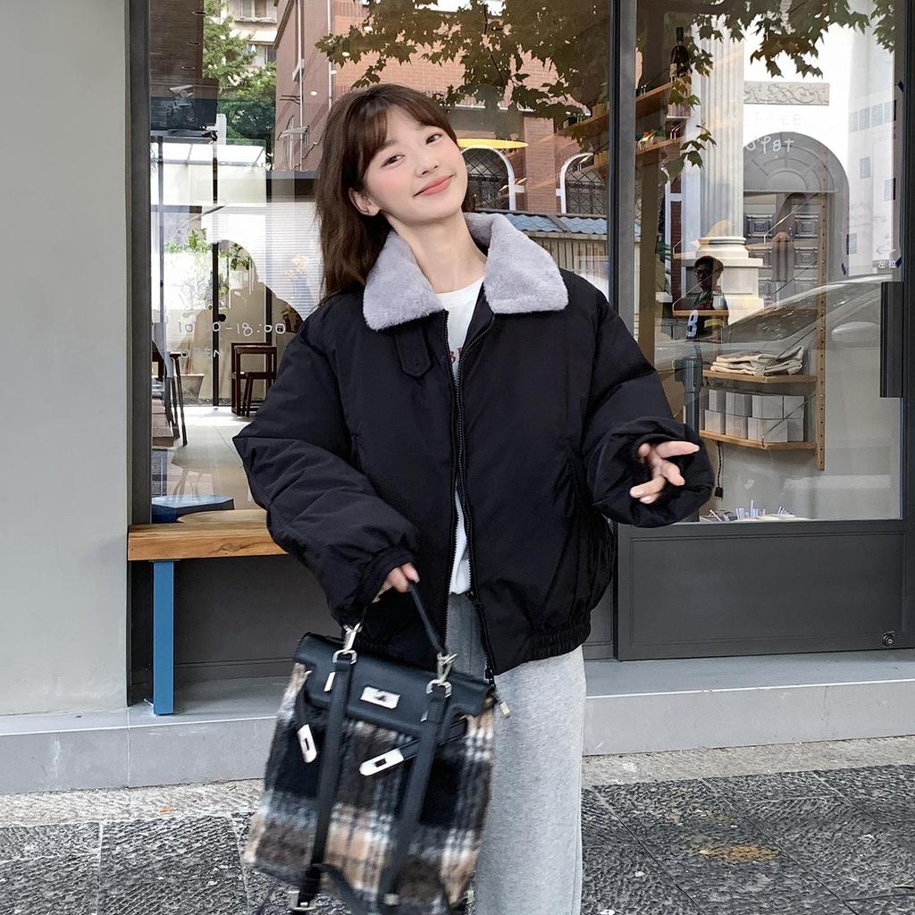 Autumn Winter Thicken Warm Parka Women Casual Sweety Solid Color Big Pocket Loose Jackets Outwear