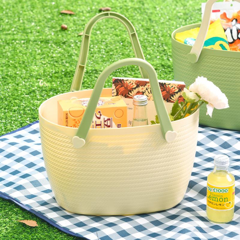 College Students' Home Male and Female Dormitory Bath Basket Storage Artifact Hand Basket Shopping Basket Daquan Imitation Rattan