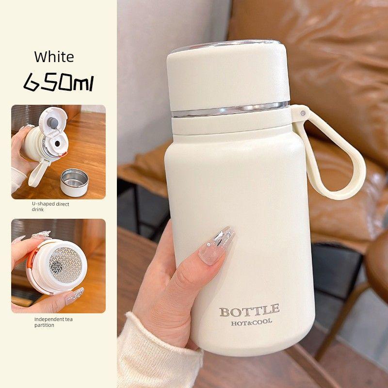 Simple Large-Capacity Thermos Cup for Girls, High-Looking 2024 New Style Water Cup, Portable Cold-Keeping Cup for Men, Car-Mounted Tea Cup
