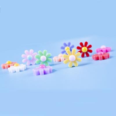 Five Petal Flower Simple Rounded Corner Patch Loose Beads DIY Ear Stud Fresh Small Flower Without Holes Hair Accessories 10pcs Bright Face