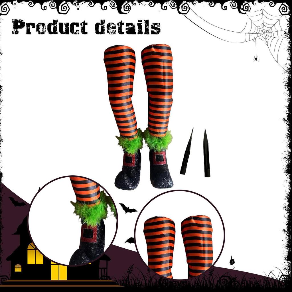 2 Pieces Halloween Witch Legs Wicked Prop with Stakes Party Lawn Yard Indoor Scary