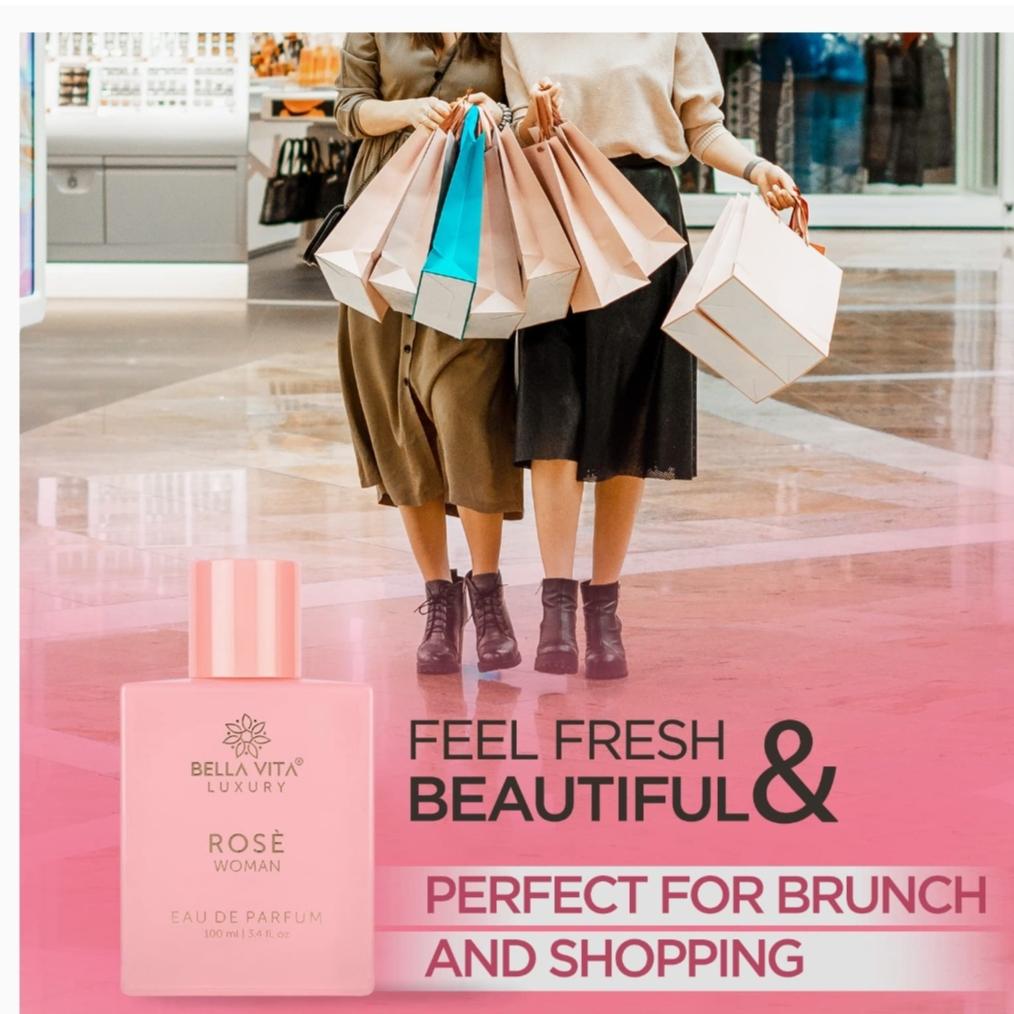 Bella Vita Luxury Rose Woman Eau De Parfum Perfume for Women with Black Currant, Vanilla, Jasmine| 100 Ml