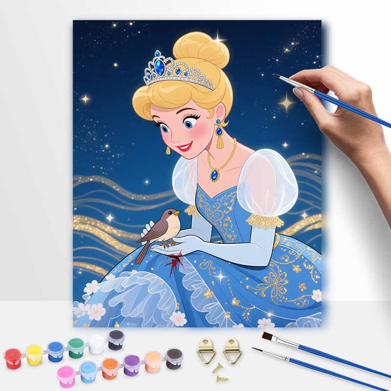 Disney Cinderella Princess Digital Oil Painting Art Kit Handmade Diy Home Decorations