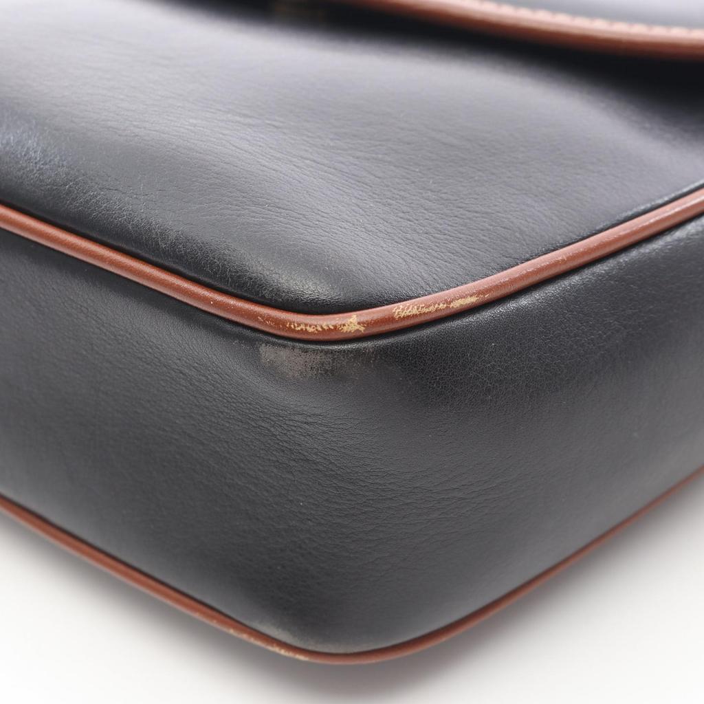 Used CELINE Shoulder Bag leather Black Brown Used Women