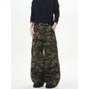 Kisko American Retro Multi-Pocket Drape Camouflage Flared Cargo Pants Unisex Trendy Straight Loose Casual Pants
