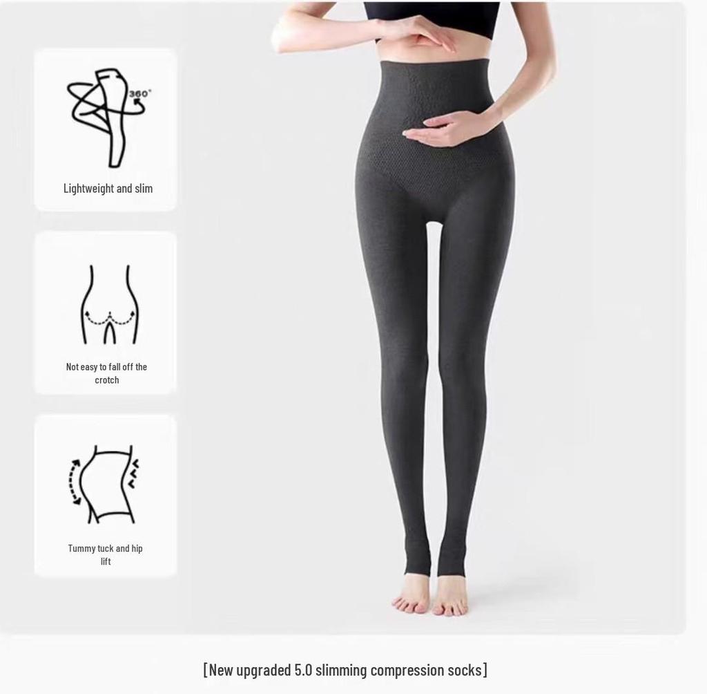 Women's Cashmere Base Layer Tights – High Waist, Thick Velvet, Warm Cotton Pantyhose with Vertical Stripes for Autumn/Winter