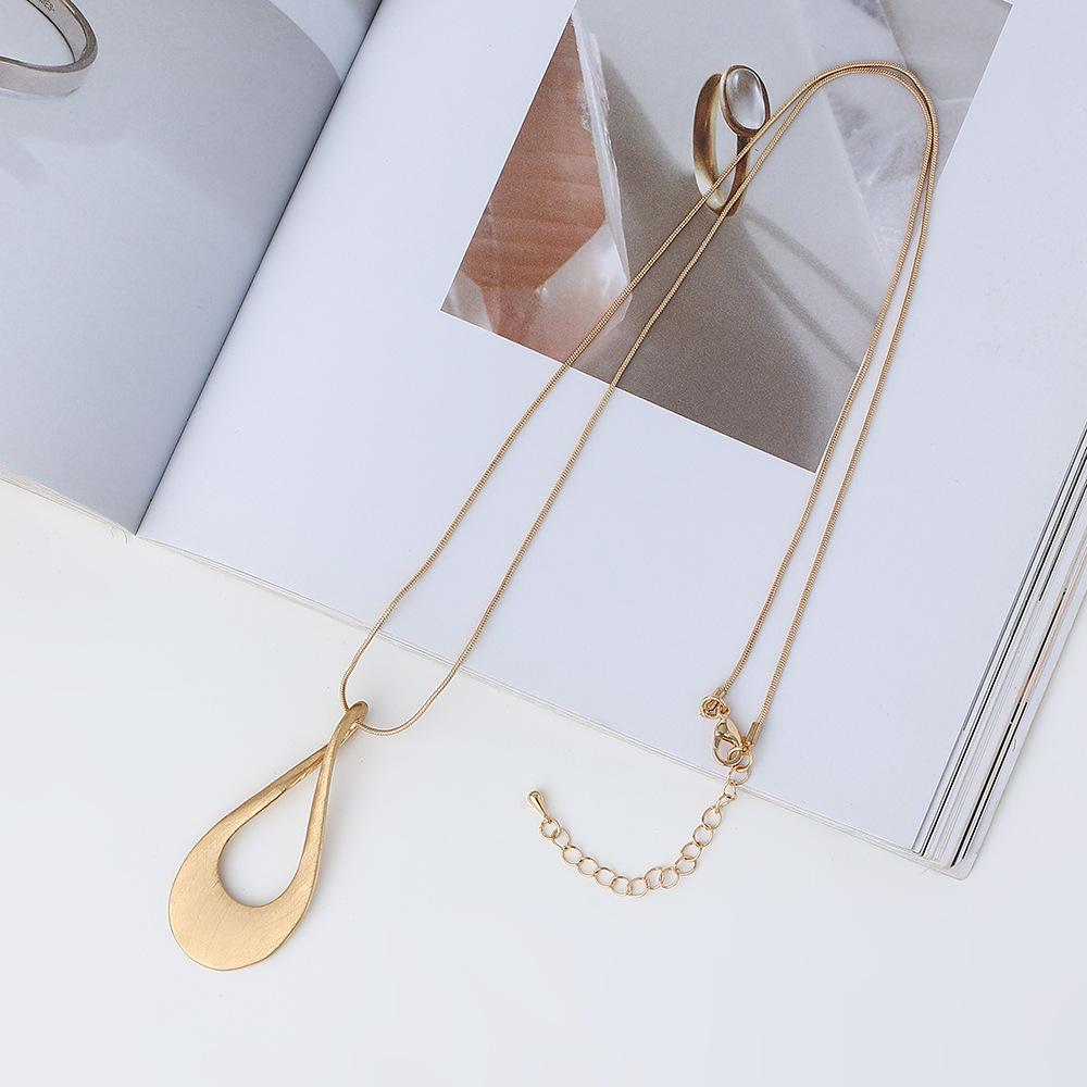Simple Niche Design Water Drop Brushed Jewelry Pendant Sweater Chain