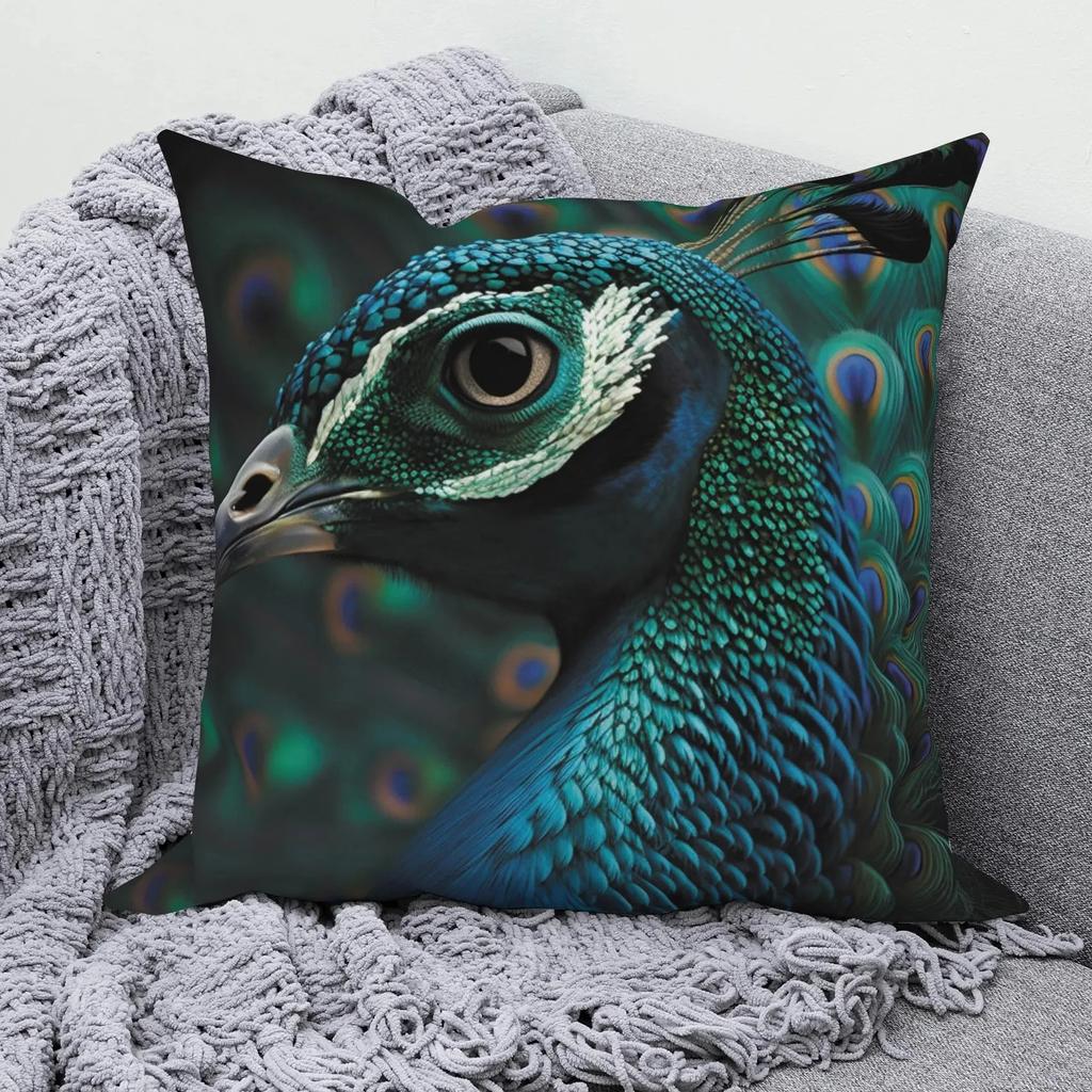 Blue Peacock Decorative Pillowcase Car Ornaments Office Living Room Sofa Home Pillowcase