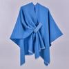 Women's Autumn & Winter Double-Sided Faux Cashmere Cape Shawl - Solid Color with Slit