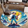 1pc Pokemon Pikachu & Ash Round Carpet - Anime Design Chair Mat for Office, Home Decor, Living Room