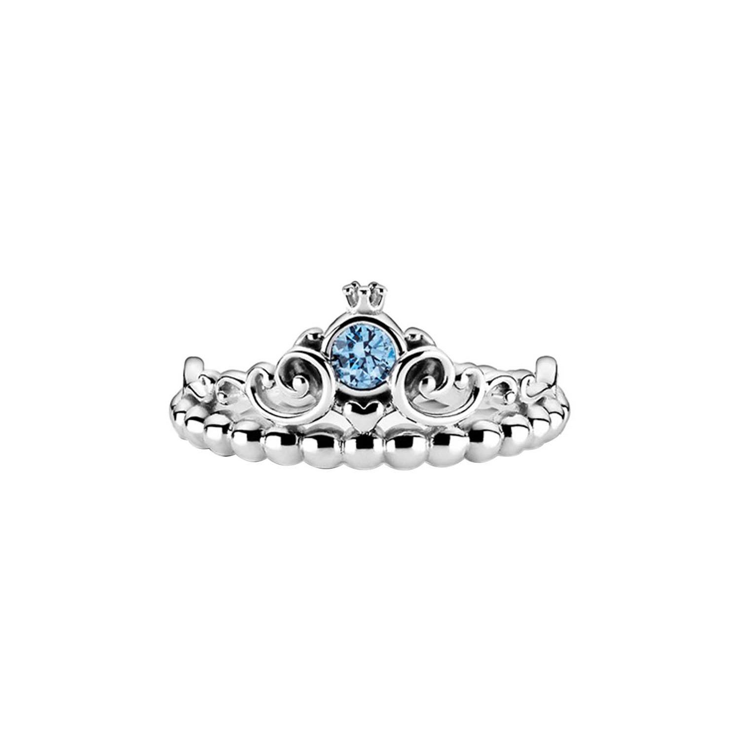 Pandora Disney Cinderella Blue Crown Ring Women ring Silver 199191C01 Box,56