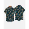 Octopus Print Men Hawaiian Shirt Summer Beach Short Sleeve
