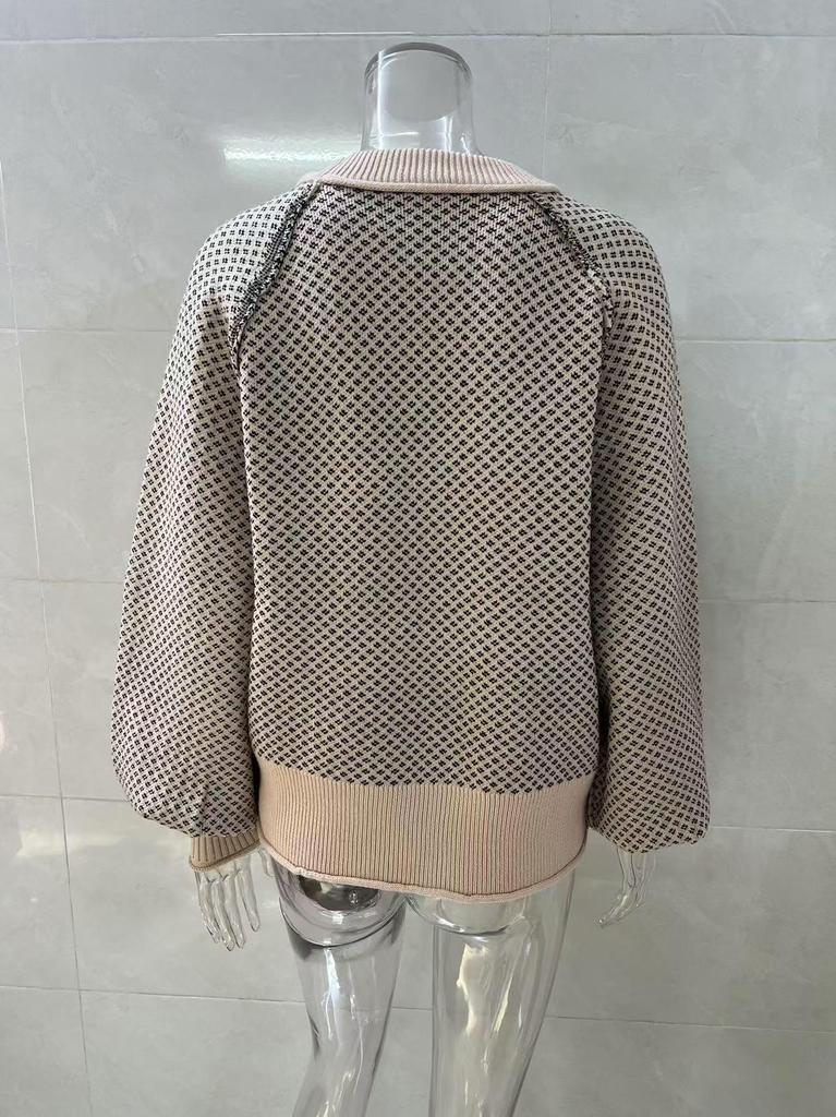 Spring New Women's Long-Sleeve Jacquard Pullover Sweater Jacket